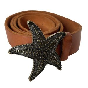 Soft Leather Belt Starfish Buckle 40” Long